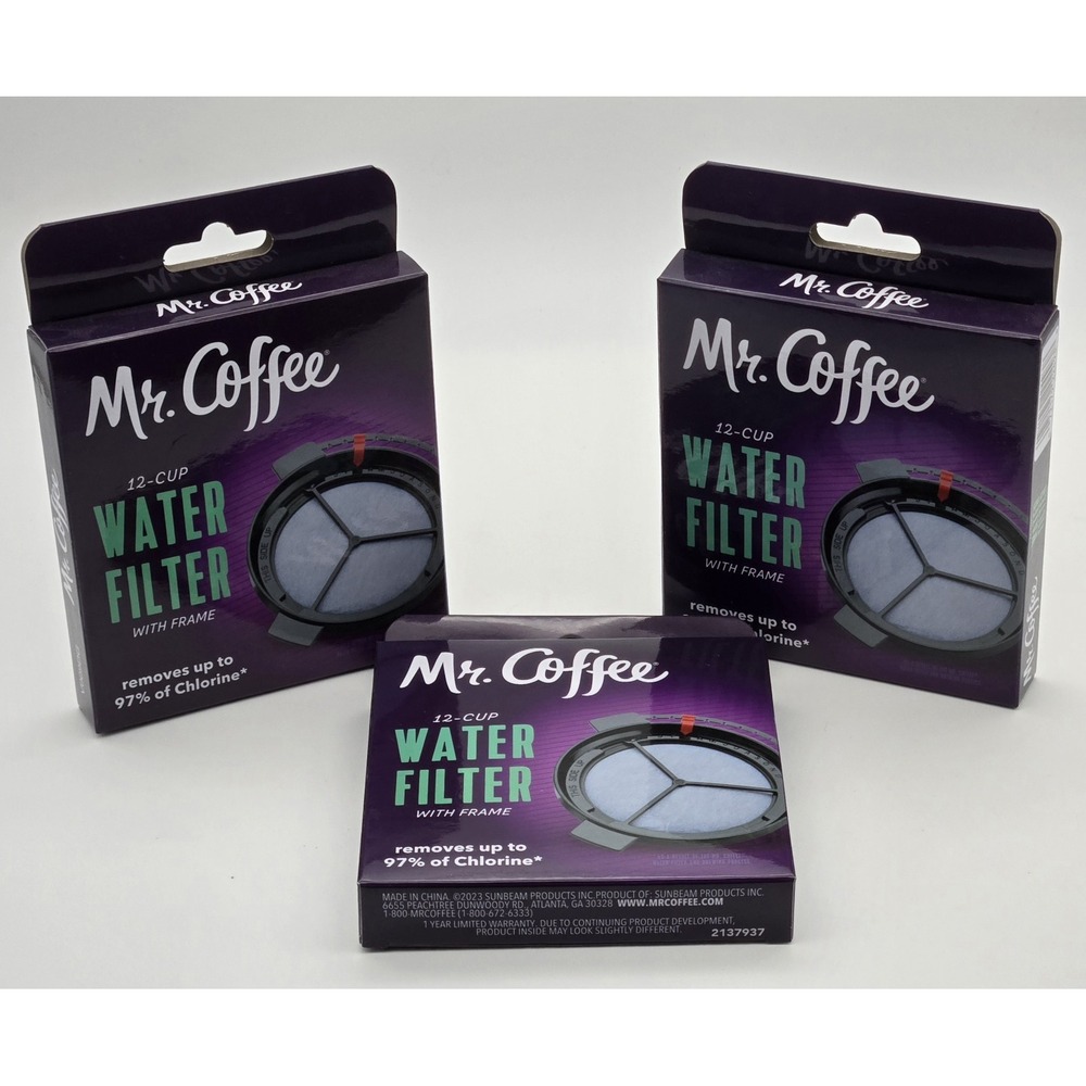 Mr Coffee 12 Cup Water Filter With Frame Charcoal Replacement Lot of 3 New